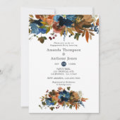 ジンジャー&ネイビーフローラ婚約パーティ 招待状 (正面)