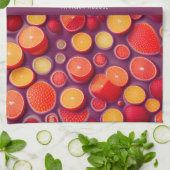 ジントニックオレンジカラフル模様 キッチンタオル (折り畳み)