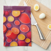 ジントニックオレンジカラフル模様 キッチンタオル (四つ折り)