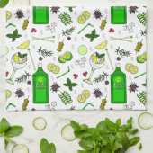 ジントニック・ラバー図解入りの、写真付きの・カクテルグラス キッチンタオル (折り畳み)