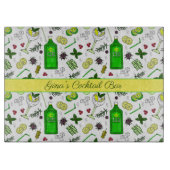 ジンドリンカーカクテルグラスと成分バー カッティングボード (正面)