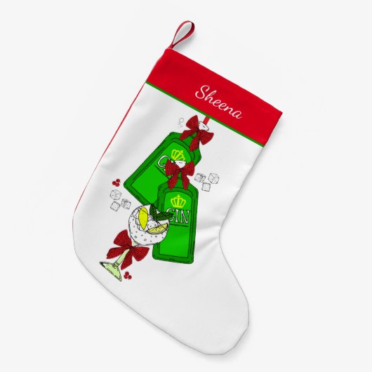 ジンドリンカージングルベルつるズボトルおもしろい スモールクリスマスストッキング (正面 (吊り時))