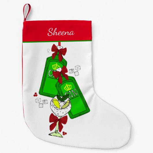 ジンドリンカージングルベルつるズボトルおもしろい スモールクリスマスストッキング (正面)