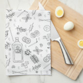 ジンドリンカー ラブ カクテル ミキソロジスト パターン キッチンタオル (四つ折り)
