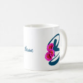 ジンニアの花のイニシャルB パーソナライズド コーヒーマグカップ (正面右)