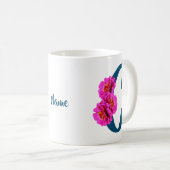 ジンニアの花のイニシャルC - 名前入りギフト コーヒーマグカップ (正面右)