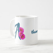 ジンニアの花 モノグラムイニシャル A オーダーメイド コーヒーマグカップ (正面左)