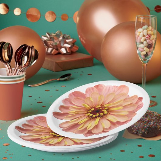 ジンニアスフローラフラワー自然紙プラ ペーパープレート (複数)