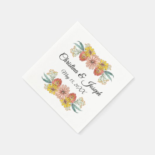 ジンニア アート ドローイング - オーダーメイド テキスト ワreath スタンダードカクテルナプキン (角)