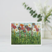 ジンニア、ダリア、アスターの花のポストカード ポストカード (スタンド正面)