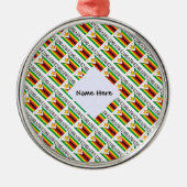 ジンバブエとジンバブエ国旗をあなたの名前でタイリング  メタルオーナメント (正面)