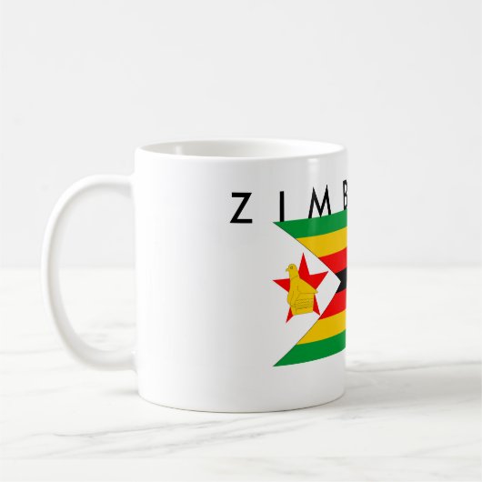 ジンバブエの国旗の国家の記号の文字の名前 コーヒーマグカップ (左)