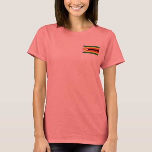 ジンバブエの旗と地図のTシャツ Tシャツ (正面)
