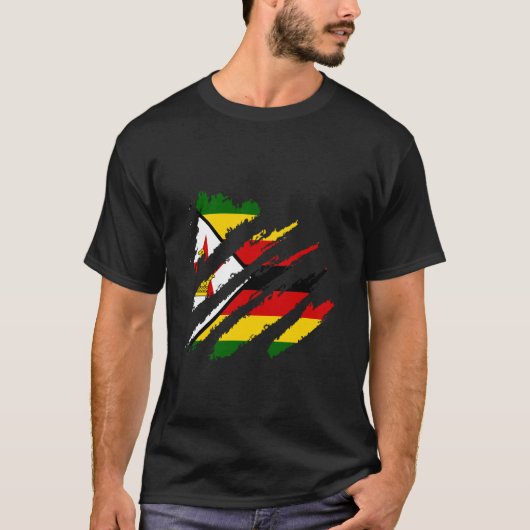 ジンバブエの旗 ジンバブエの誇り ベアクロウ ジンバブエ Tシャツ (正面)