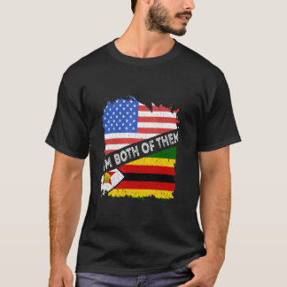 ジンバブエの旗 ジンバブエ 私は両方 USA アメリカ Tシャツ