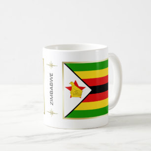 ジンバブエの旗 + 地図のマグ コーヒーマグカップ