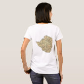 ジンバブエの旗+地図+テキストTシャツ Tシャツ (裏面フル)