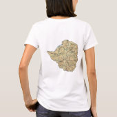 ジンバブエの旗+地図+テキストTシャツ Tシャツ (裏面)