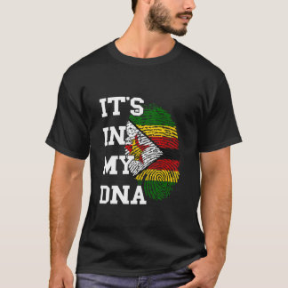ジンバブエの旗 私のDNAに刻まれたサムスタンプ ジンバブエ人 Tシャツ