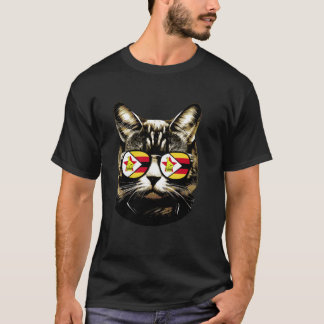 ジンバブエの猫 ジンバブエの旗 ジンバブエの猫たち Tシャツ