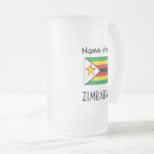 ジンバブエパーソナライズされた国旗 フロストグラスビールジョッキ (正面右)