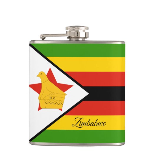 ジンバブエフラグ&旅行ジンバブエ/スポーツファン フラスク (正面)