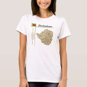 ジンバブエマップ+フラグ+タイトルTシャツ Tシャツ