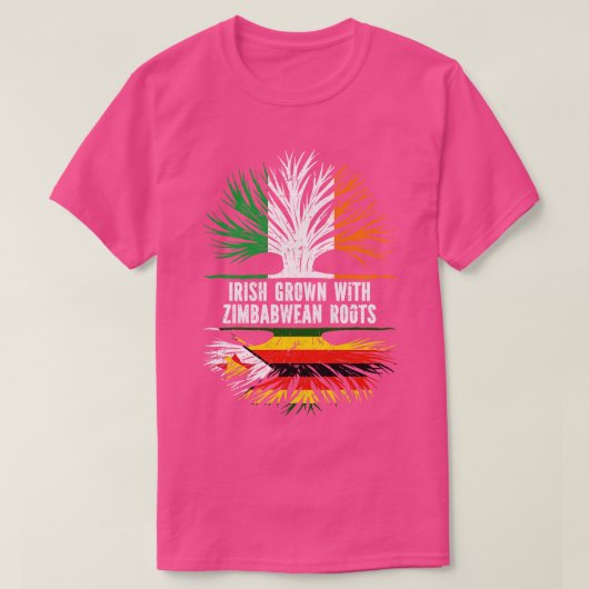 ジンバブエルーツアイルランド国旗で育てられたアイルランド Tシャツ (デザイン正面)