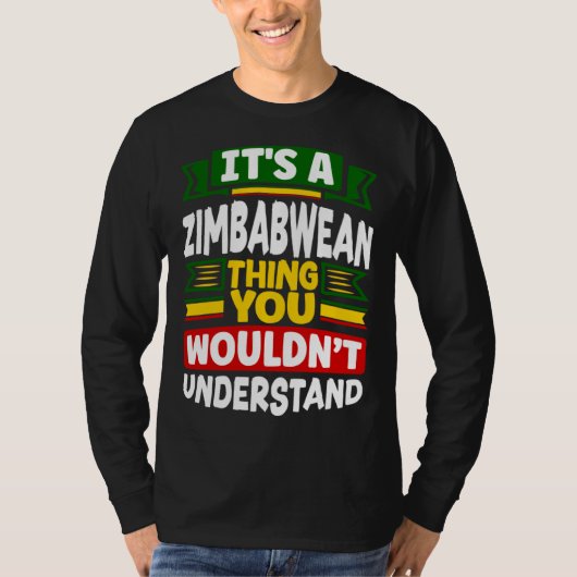 ジンバブエ人 ジンバブエの旗 ジンバブエ人のもの Tシャツ (正面)