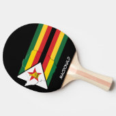 ジンバブエ国旗と地図パーソナライズされた黒 卓球ラケット (横)