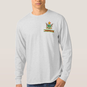 ジンバブエ国旗と軍服の愛国心 Tシャツ