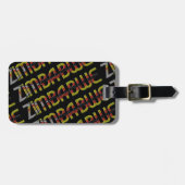 ジンバブエ国旗のタイポグラフィ模様アフリカの国 ラゲッジタグ (正面横)