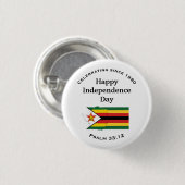 ジンバブエ国旗のハッピー独立記念日ホワイト 缶バッジ (正面&裏面)