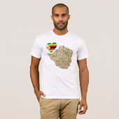 ジンバブエ国旗のハートと地図Tシャツ Tシャツ (正面フル)