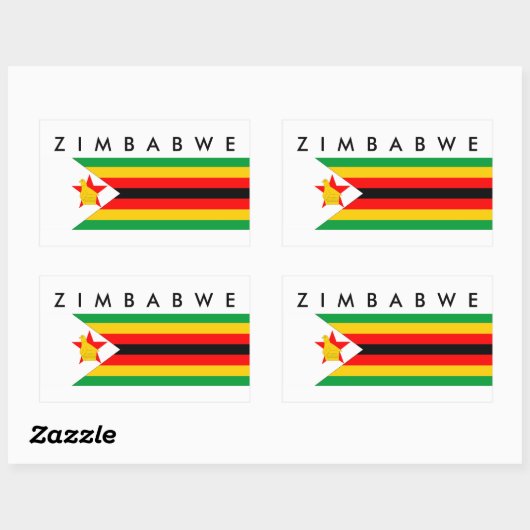 ジンバブエ国旗の国のシンボル文字名 長方形シール (シート)