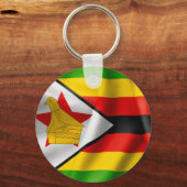 ジンバブエ国旗の基本ボタンキーリング キーホルダー (正面)