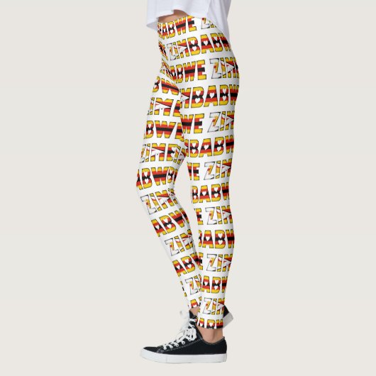 ジンバブエ国旗の色タイポグラフィ柄かわいい レギンス (左)