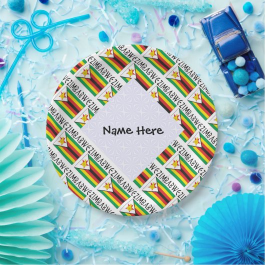 ジンバブエ国旗をタイル張りパーソナライズされた ペーパープレート (パーティー)