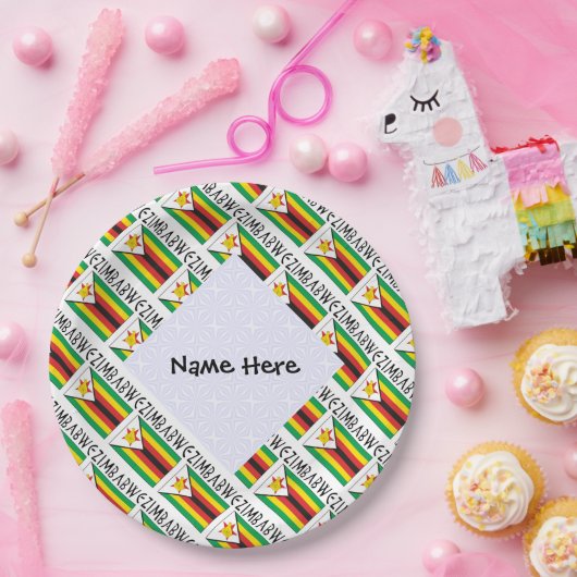 ジンバブエ国旗をタイル張りパーソナライズされた ペーパープレート (パーティー)