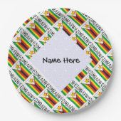 ジンバブエ国旗をタイル張りパーソナライズされた ペーパープレート (正面)