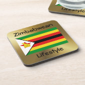 ジンバブエ国旗+文字コースター コースター (左側)