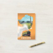 ジンバブエ地図図解入りの、写真付きの旅行ポスター ポストイット (デスク上)