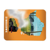 ジンバブエ地図図解入りの、写真付きの旅行ポスター マグネット (横)