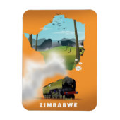 ジンバブエ地図図解入りの、写真付きの旅行ポスター マグネット (縦)