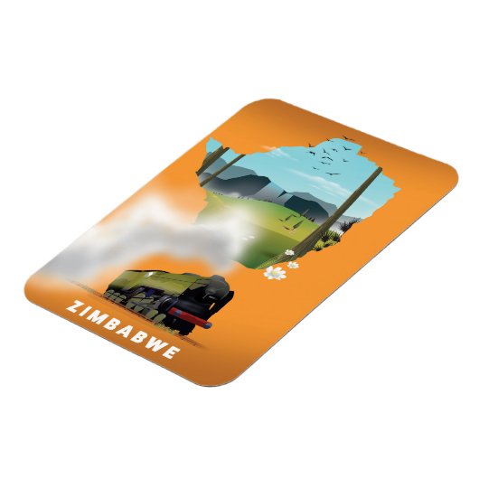 ジンバブエ地図図解入りの、写真付きの旅行ポスター マグネット (左側)