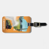 ジンバブエ地図図解入りの、写真付きの旅行ポスター ラゲッジタグ (正面横)