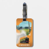 ジンバブエ地図図解入りの、写真付きの旅行ポスター ラゲッジタグ (裏面縦)