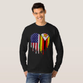 ジンバブエ系アメリカ人愛国者成熟した国が溶けている Tシャツ (正面フル)