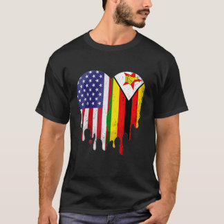 ジンバブエ系アメリカ人愛国者 育った国が溶け合う Tシャツ