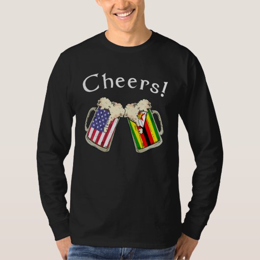 ジンバブエ系アメリカ人愛国者 育った国に乾杯 B Tシャツ (正面)